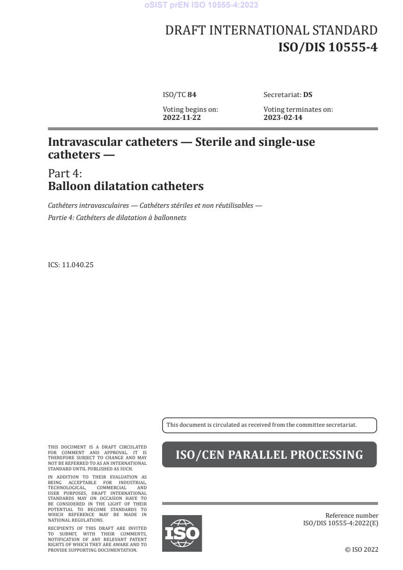 prEN ISO 10555-4:2023