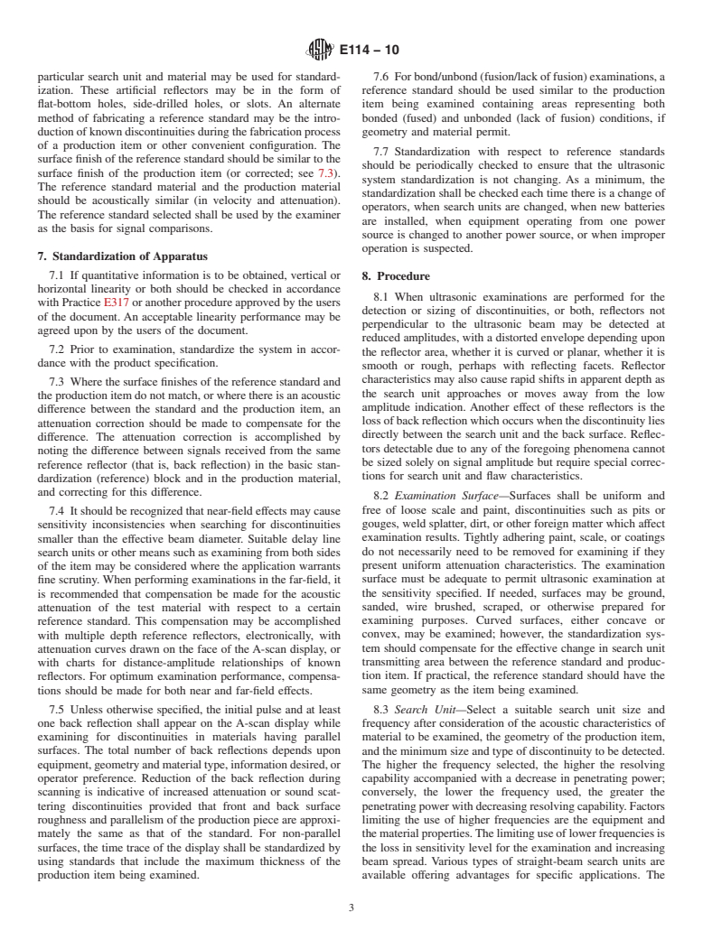 ASTM E114-10 - Standard Practice for  Ultrasonic Pulse-Echo Straight-Beam Contact Testing