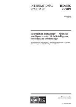 ISO/IEC 22989:2022 - Information technology — Artificial intelligence — Artificial intelligence concepts and terminology
Released:19. 07. 2022 - Page 1 preview