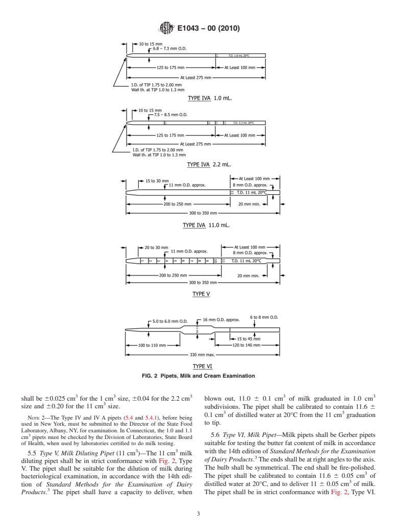 ASTM E1043-00(2010) - Standard Specification for Pipets, Milk and Cream Examination