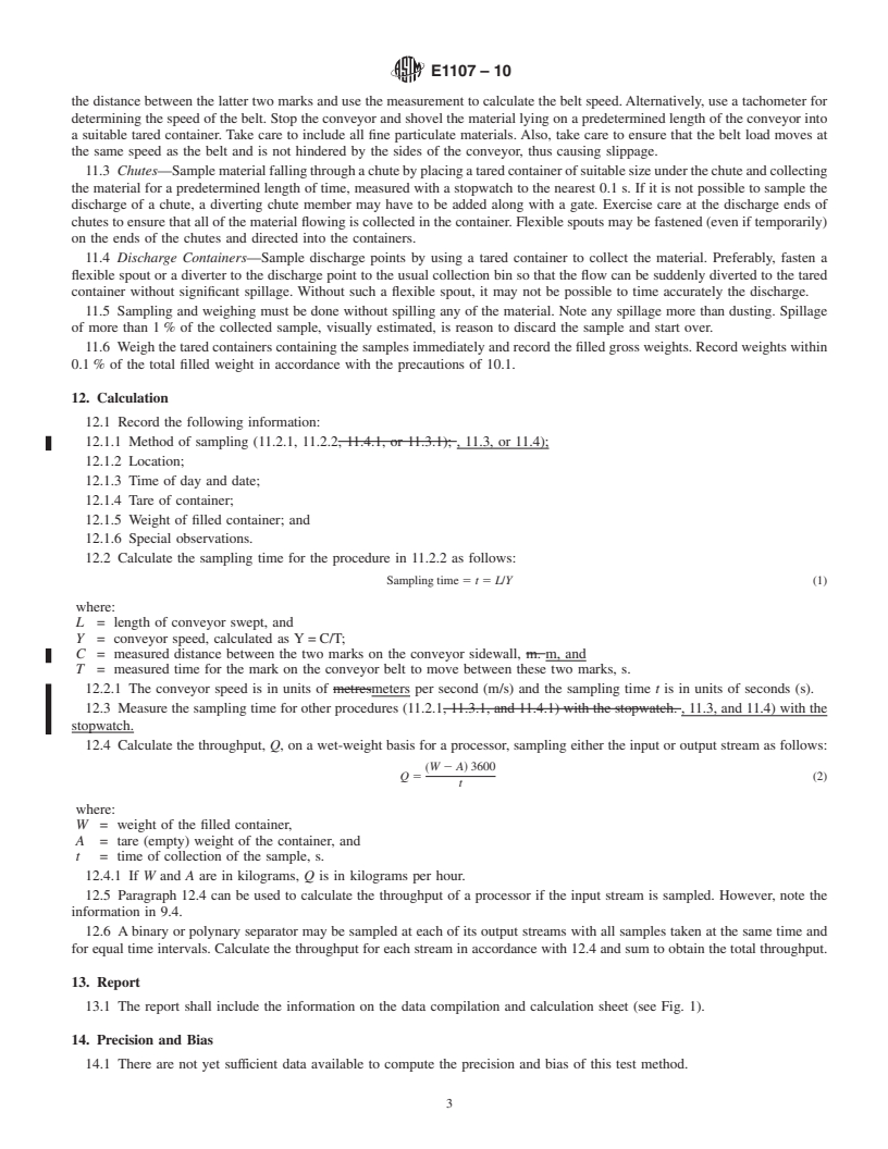 REDLINE ASTM E1107-10 - Standard Test Method for Measuring the Throughput of Resource-Recovery Unit Operations