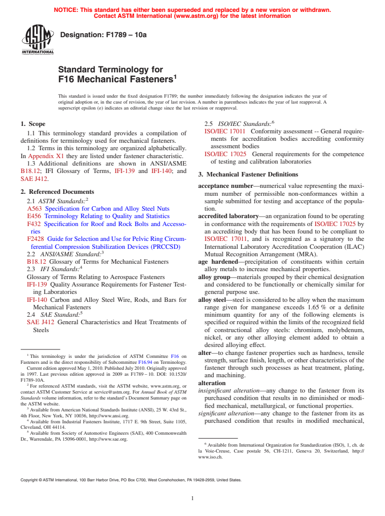 ASTM F1789-10a - Standard Terminology for F16 Mechanical Fasteners