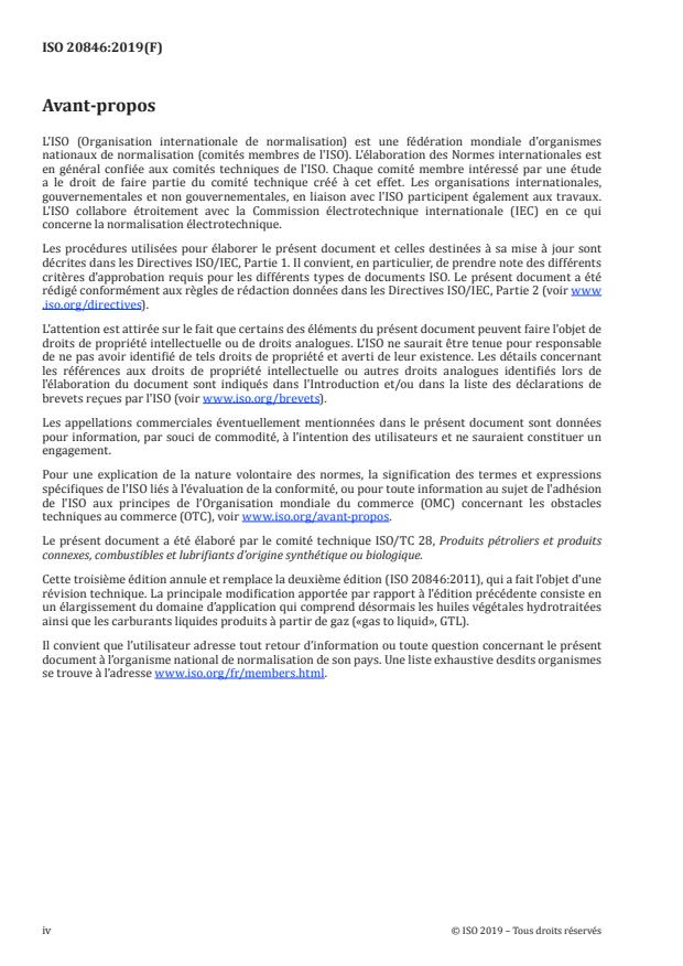 ISO 20846:2019 ISO 20846:2019 - Produits pétroliers -- Détermination de la teneur en soufre des carburants pour automobiles -- Méthode par fluorescence ultraviolette - Page 4 preview