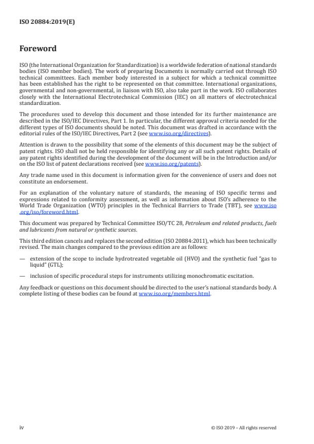 ISO 20884:2019 ISO 20884:2019 - Petroleum products -- Determination of sulfur content of automotive fuels -- Wavelength-dispersive X-ray fluorescence spectrometry - Page 4 preview