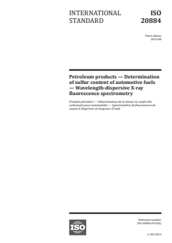 ISO 20884:2019 - Petroleum products — Determination of sulfur content of automotive fuels — Wavelength-dispersive X-ray fluorescence spectrometry
Released:8/9/2019 - Page 1 preview