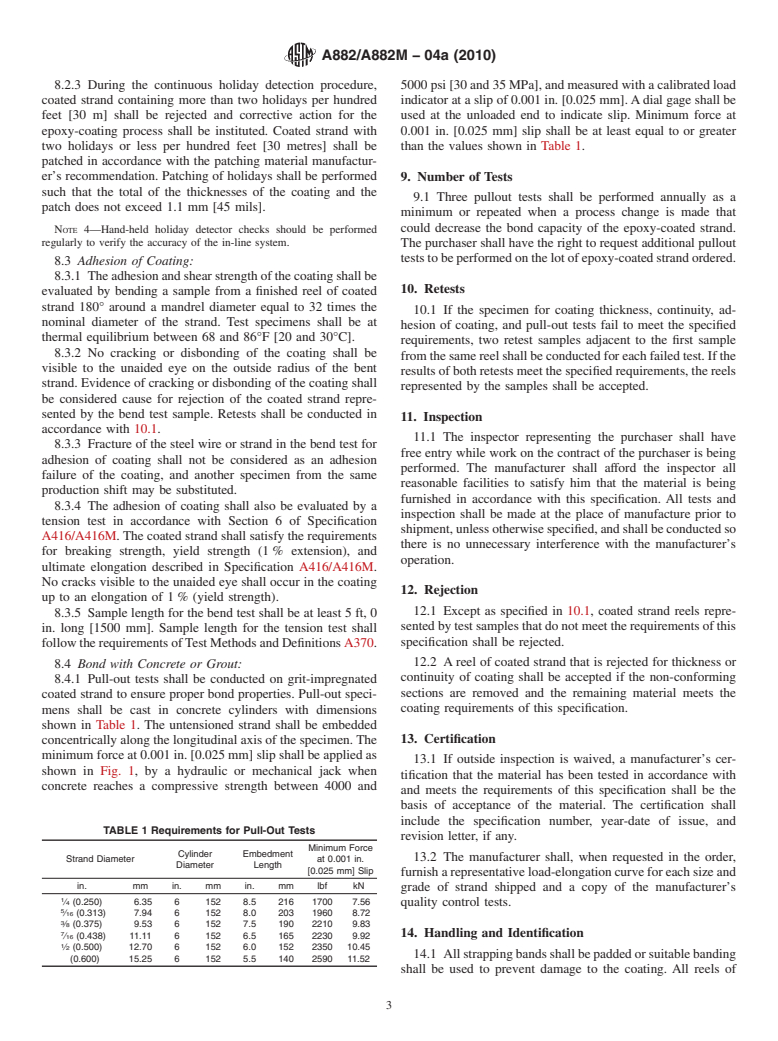 ASTM A882/A882M-04a(2010) - Standard Specification for Filled Epoxy-Coated Seven-Wire Prestressing Steel Strand (Withdrawn 2019)