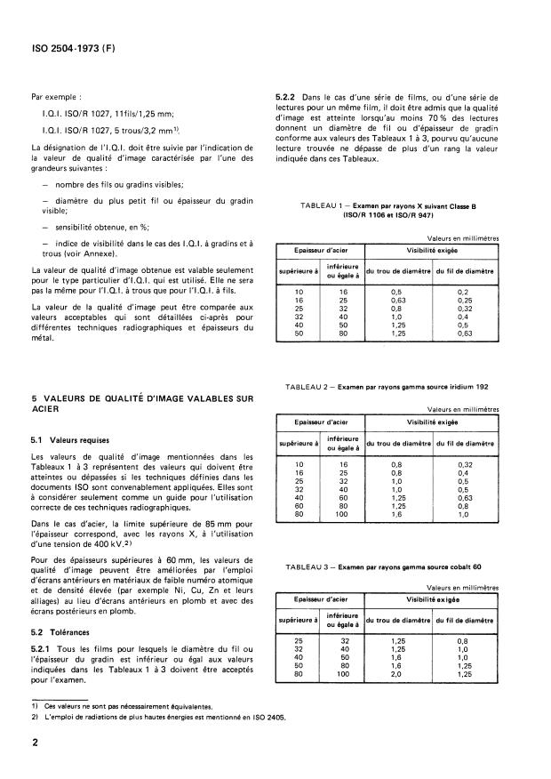 ISO 2504:1973 ISO 2504:1973 - Radiographie de soudures et conditions d'observation des films -- Emploi des types recommandés d'indicateurs de qualité d'image (I.Q.I.) - Page 4 preview