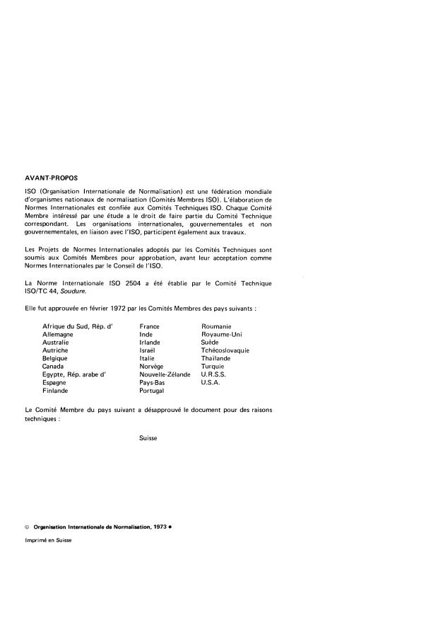 ISO 2504:1973 ISO 2504:1973 - Radiographie de soudures et conditions d'observation des films -- Emploi des types recommandés d'indicateurs de qualité d'image (I.Q.I.) - Page 2 preview