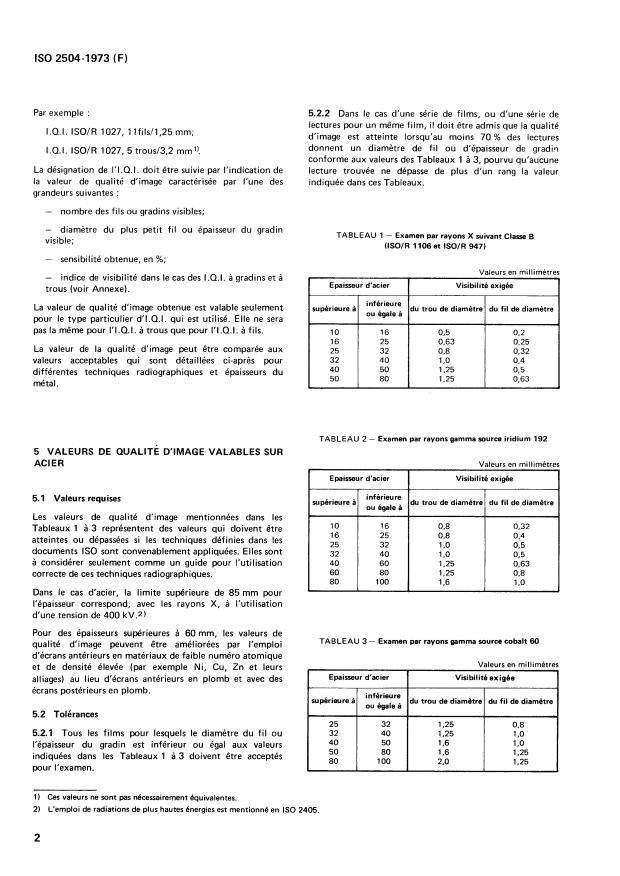 ISO 2504:1973 ISO 2504:1973 - Radiographie de soudures et conditions d'observation des films -- Emploi des types recommandés d'indicateurs de qualité d'image (I.Q.I.) - Page 4 preview