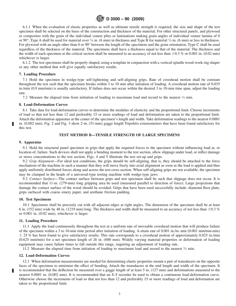 REDLINE ASTM D3500-90(2009) - Standard Test Methods for Structural Panels in Tension