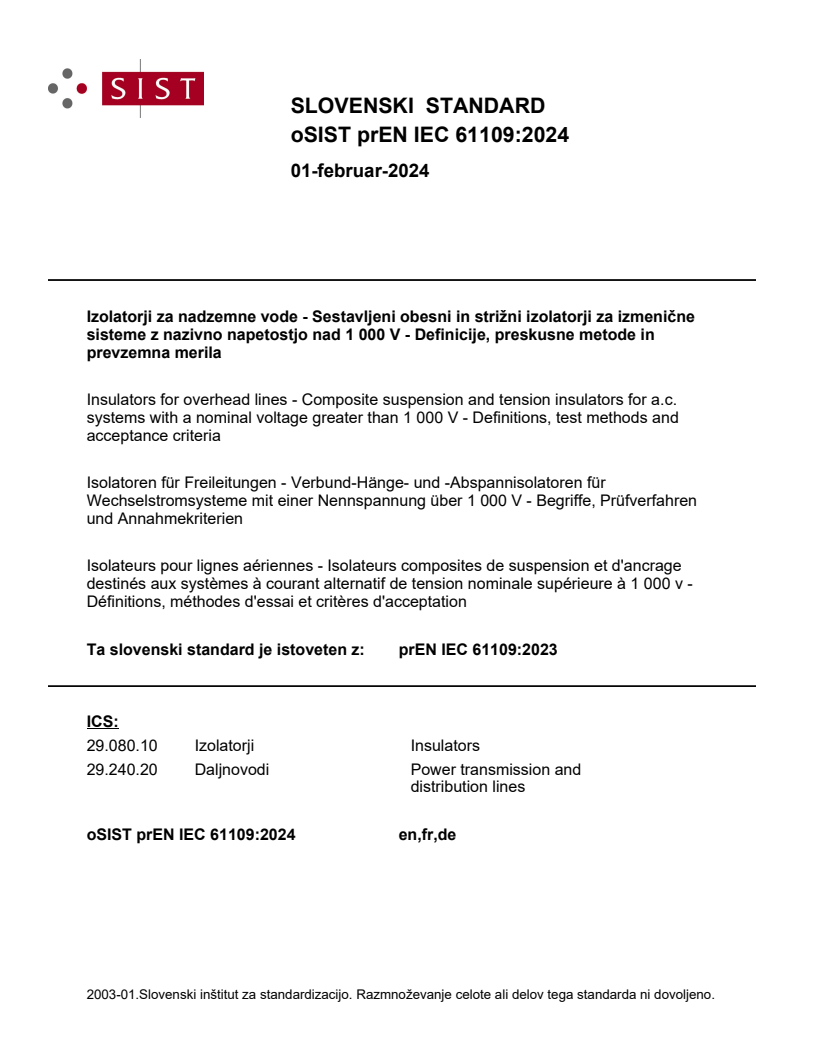 prEN IEC 61109:2024 - BARVE