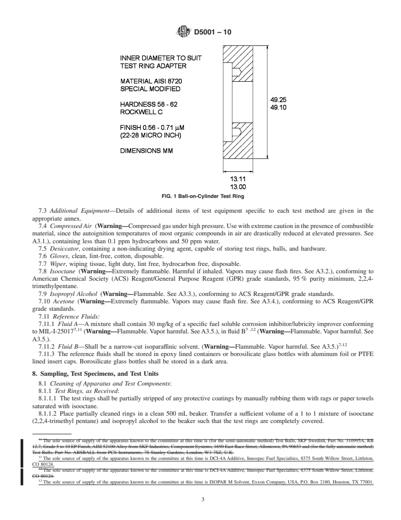 REDLINE ASTM D5001-10 - Standard Test Method for Measurement of Lubricity of Aviation Turbine Fuels by the Ball-on-Cylinder Lubricity Evaluator (BOCLE)