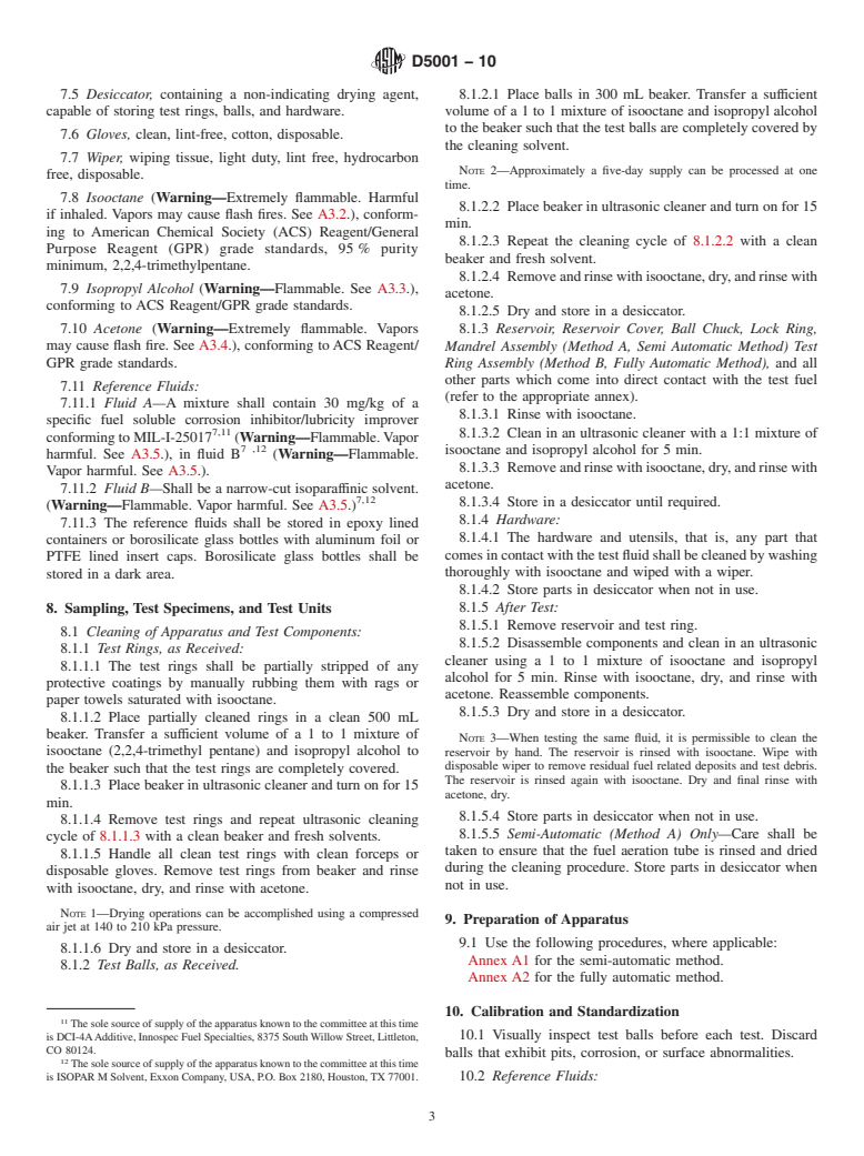 ASTM D5001-10 - Standard Test Method for Measurement of Lubricity of Aviation Turbine Fuels by the Ball-on-Cylinder Lubricity Evaluator (BOCLE)