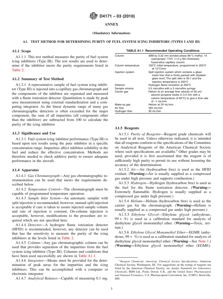 ASTM D4171-03(2010) - Standard Specification for Fuel System Icing Inhibitors