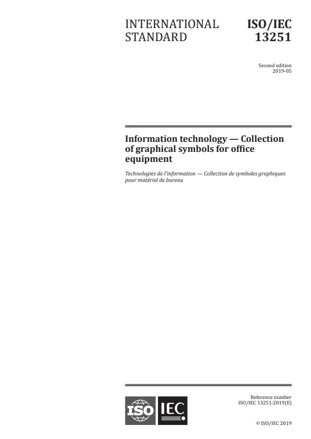 ISO/IEC 13251:2019 - Information technology -- Collection of graphical symbols for office equipment