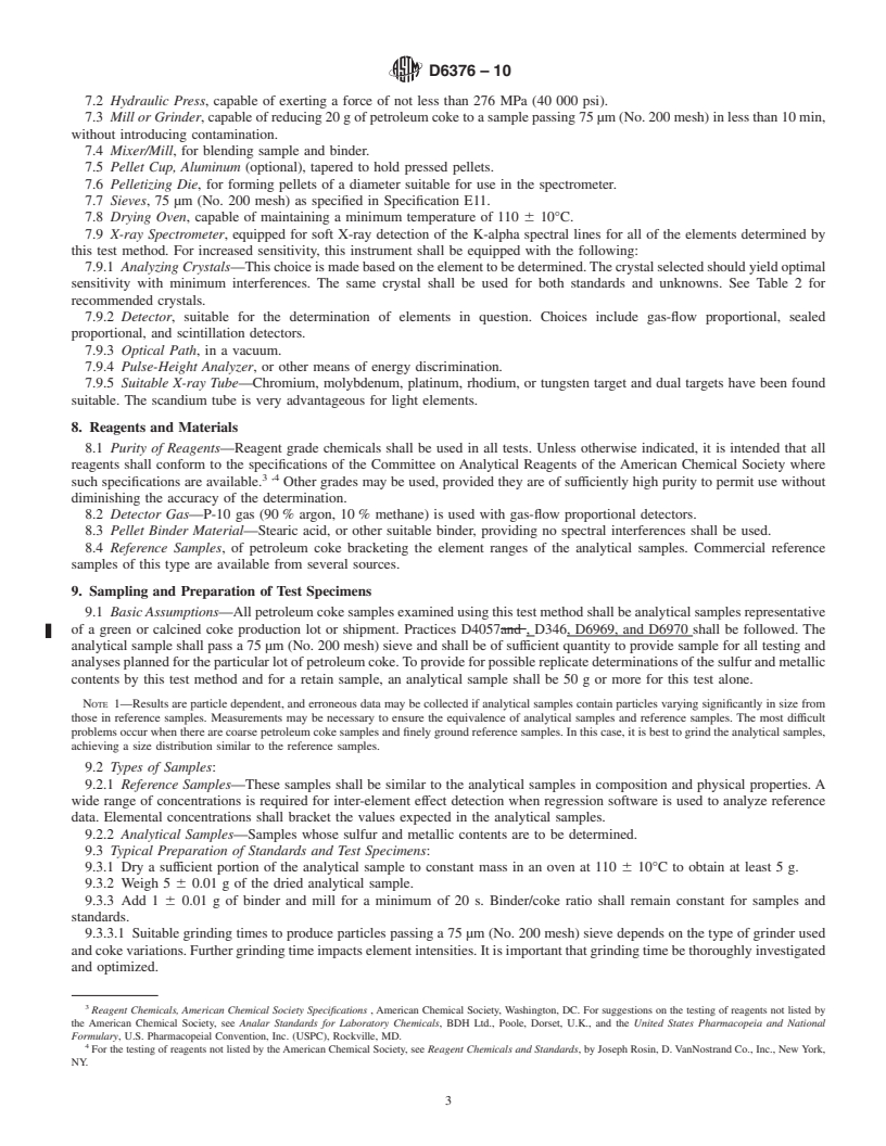 REDLINE ASTM D6376-10 - Standard Test Method for Determination of Trace Metals in Petroleum Coke by Wavelength Dispersive X-Ray Fluorescence Spectroscopy