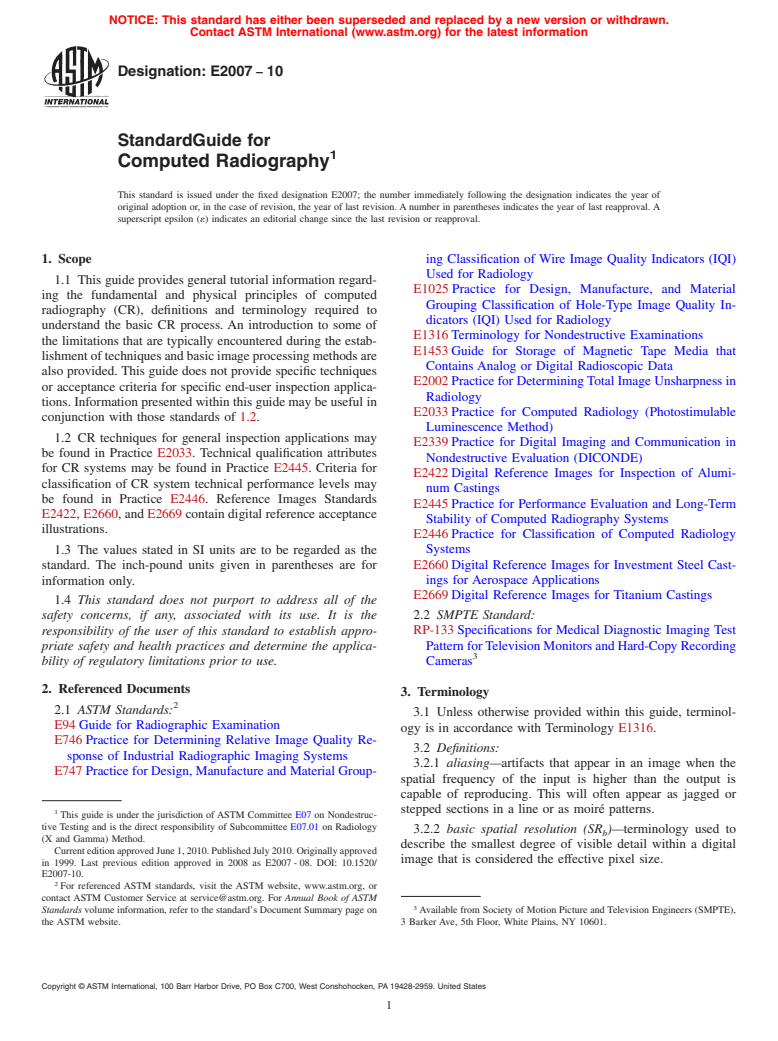 ASTM E2007-10 - Standard Guide for Computed Radiography