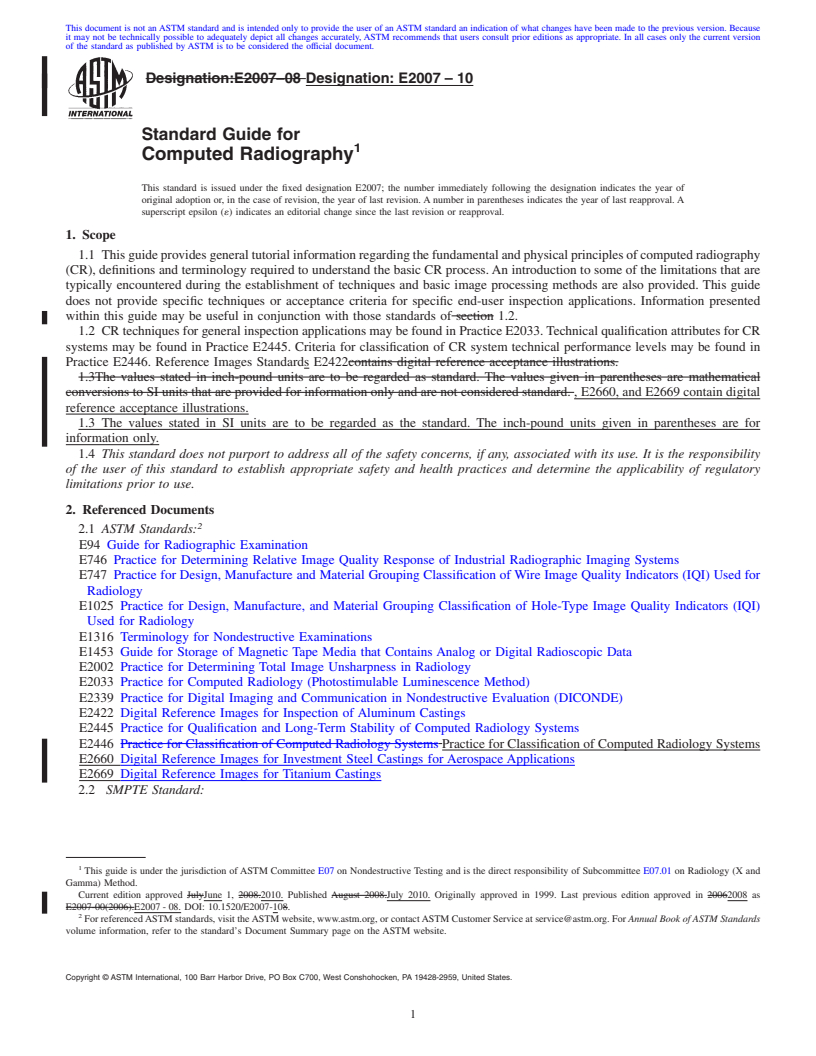 REDLINE ASTM E2007-10 - Standard Guide for Computed Radiography