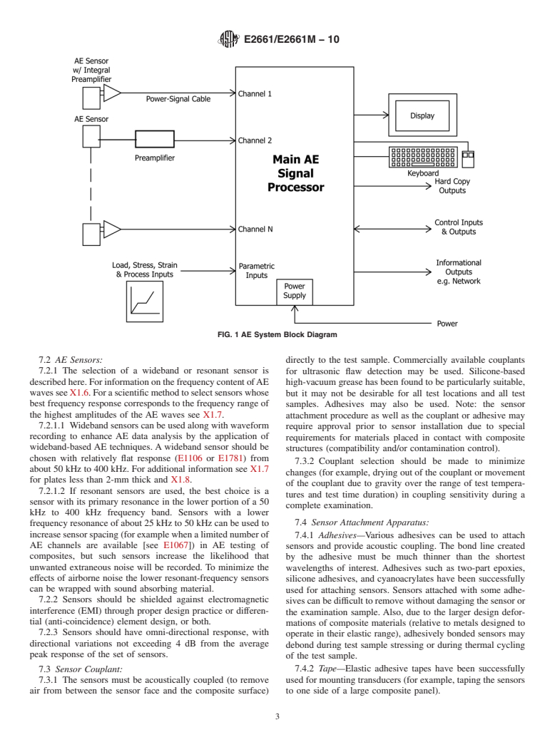 ASTM E2661/E2661M-10 - Standard Practice for Acoustic Emission Examination of Plate-like and Flat Panel Composite Structures Used in Aerospace Applications