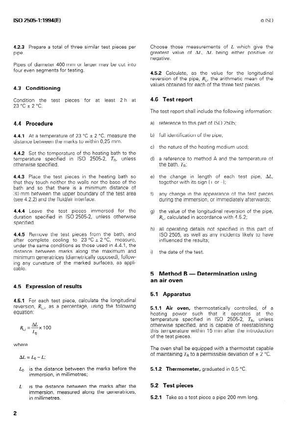 ISO 2505-1:1994 ISO 2505-1:1994 - Thermoplastics pipes -- Longitudinal reversion - Page 4 preview