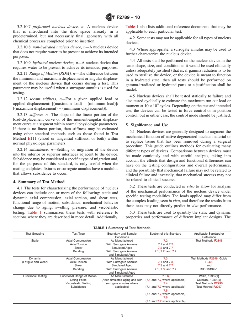 ASTM F2789-10 - Standard Guide for Mechanical and Functional Characterization of Nucleus Devices