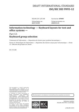 ISO/IEC FDIS 9995-12 - Information technology -- Keyboard layouts for text and office systems