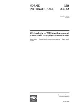 ISO 23032:2022 - Meteorology — Ground-based remote sensing of wind — Radar wind profiler
Released:16. 12. 2022 - Page 1 preview