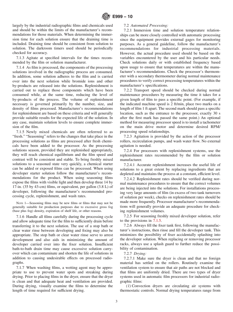 ASTM E999-10 - Standard Guide for Controlling the Quality of Industrial Radiographic Film Processing