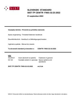 SIST-TP CEN/TR 17603-32-23:2022 - BARVE - Page 1 preview