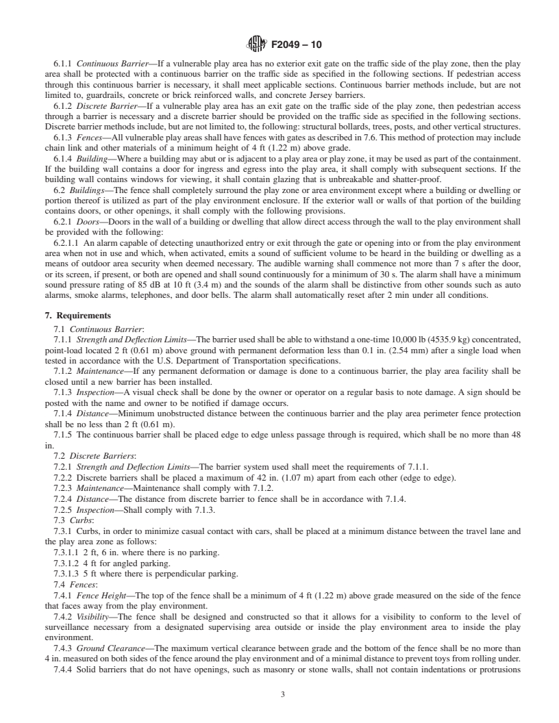 REDLINE ASTM F2049-10 - Standard Guide for Fences/Barriers for Public, Commercial, and Multi-Family Residential Use Outdoor Play Areas