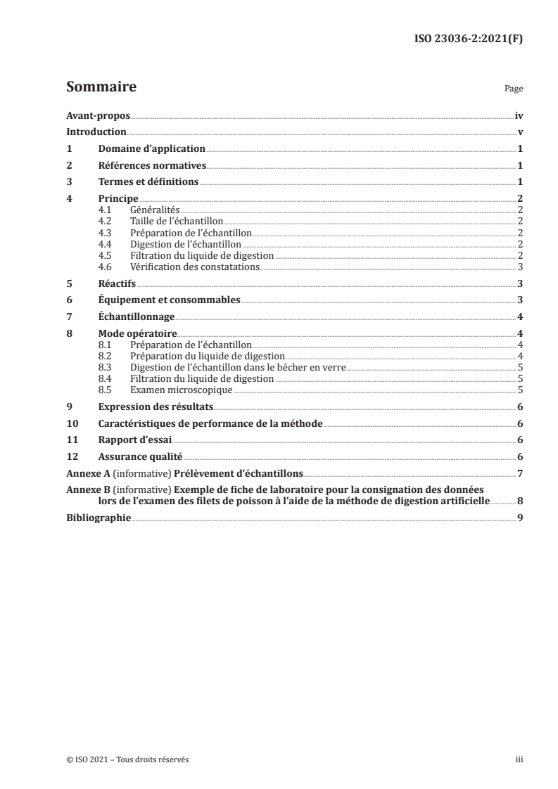 ISO 23036-2:2021 - Microbiologie de la chaîne alimentaire — Méthodes de recherche des larves L3 d'Anisakidae dans les poissons et produits de la pêche — Partie 2: Méthode de digestion artificielle
Released:4/21/2021