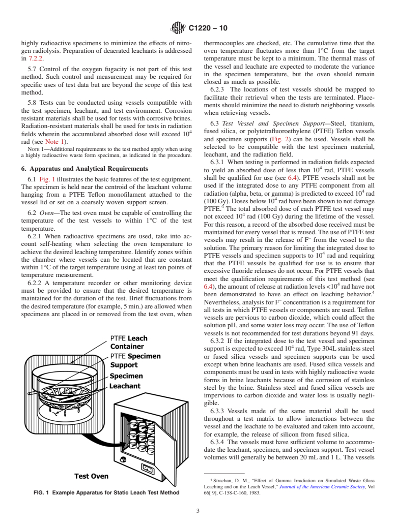 ASTM C1220-10 - Standard Test Method for Static Leaching of Monolithic Waste Forms for Disposal of Radioactive Waste