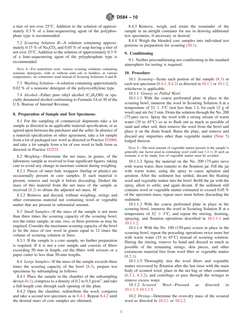 ASTM D584-10 - Standard Test Method for Wool Content of Raw Wool-Laboratory Scale