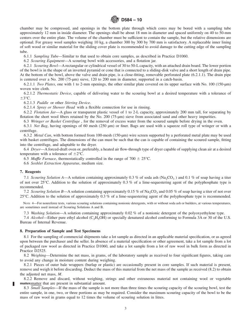 REDLINE ASTM D584-10 - Standard Test Method for Wool Content of Raw Wool-Laboratory Scale