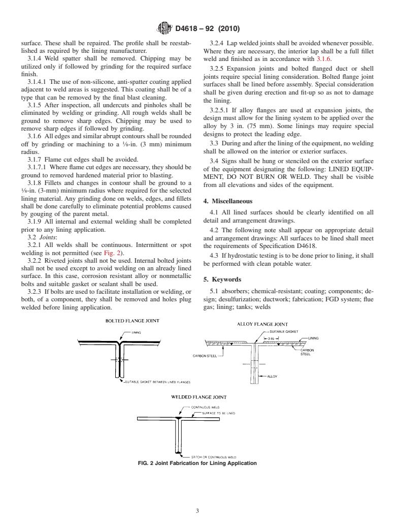 ASTM D4618-92(2010) - Standard Specification for Design and Fabrication of Flue Gas Desulfurization System Components for Protective Lining Application