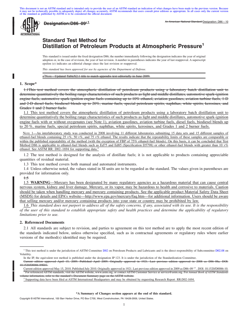 REDLINE ASTM D86-10 - Standard Test Method for Distillation of Petroleum Products at Atmospheric Pressure