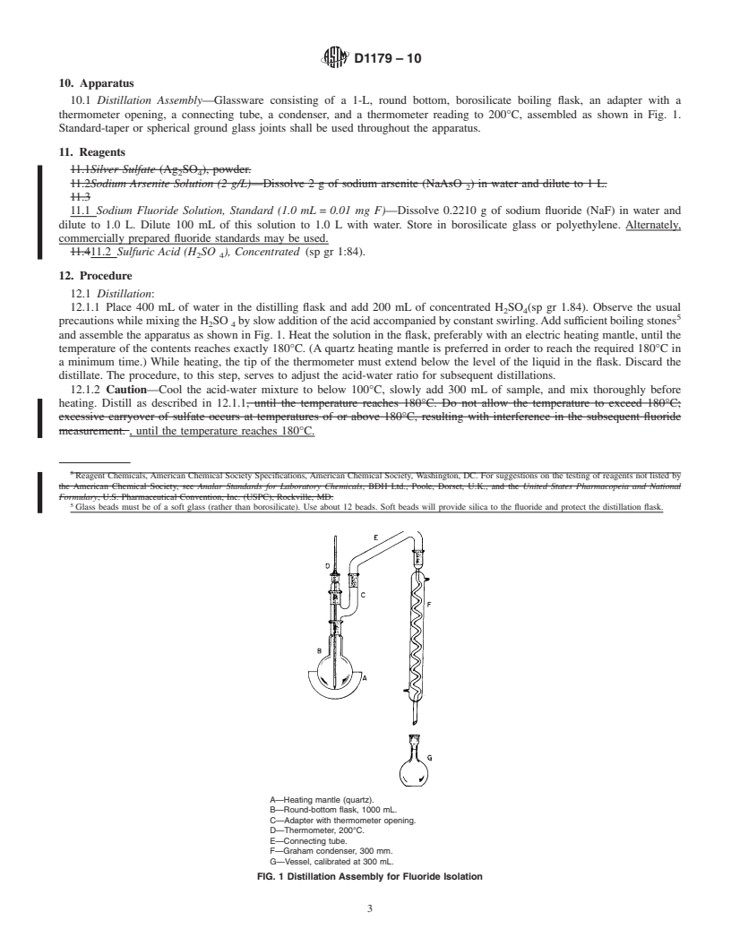 REDLINE ASTM D1179-10 - Standard Test Methods for Fluoride Ion in Water