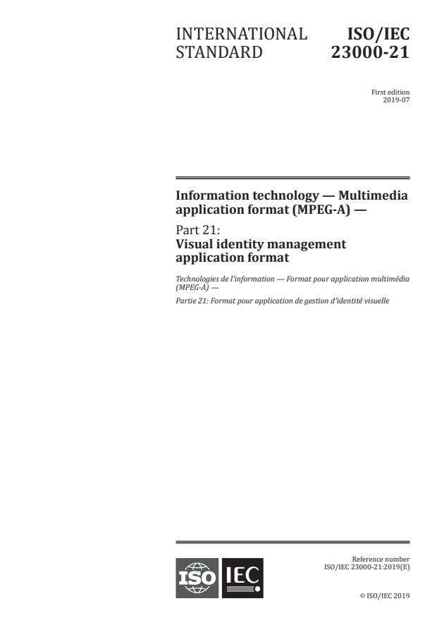ISO/IEC 23000-21:2019 - Information technology -- Multimedia application format (MPEG-A)