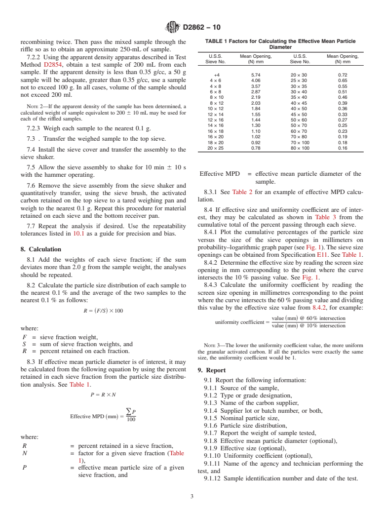 ASTM D2862-10 - Standard Test Method for Particle Size Distribution of Granular Activated Carbon