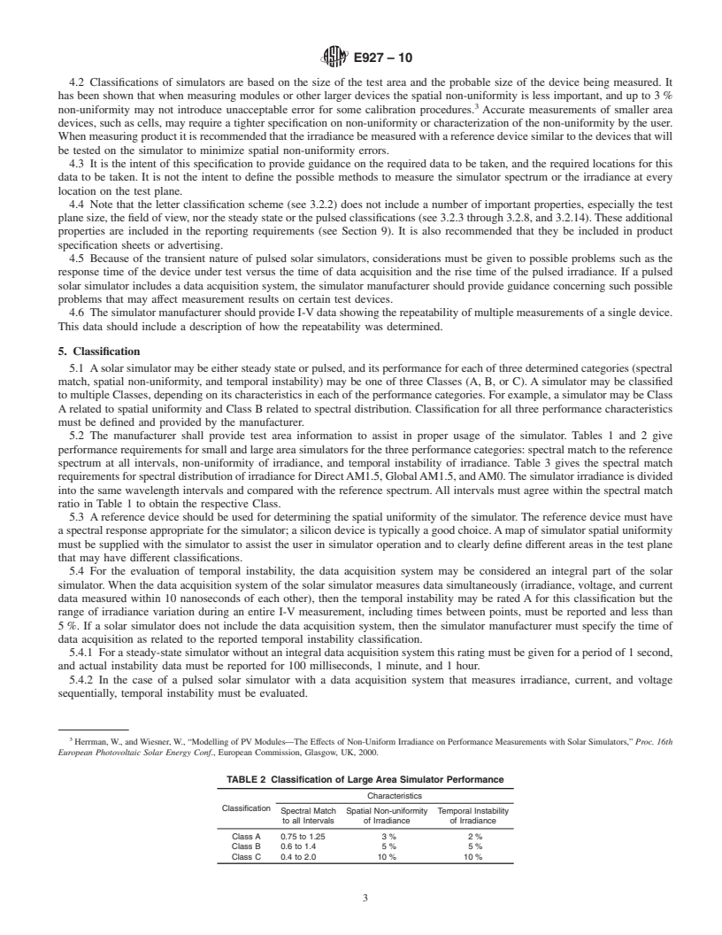 REDLINE ASTM E927-10 - Standard Specification for Solar Simulation for Terrestrial Photovoltaic Testing