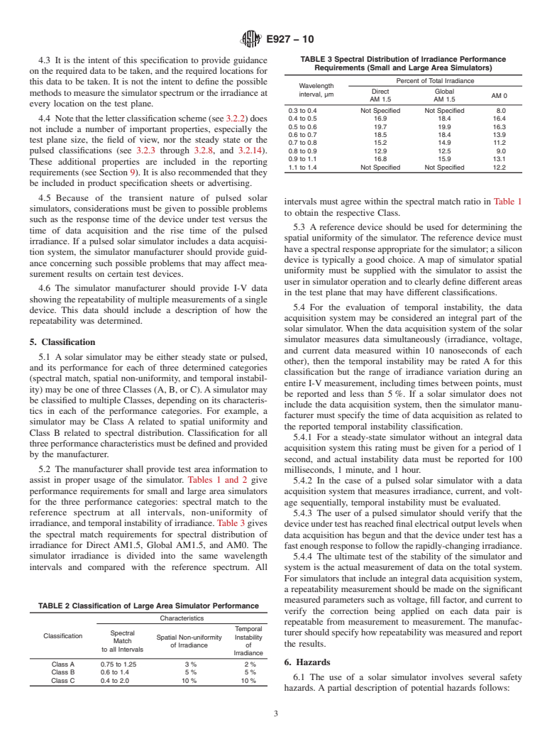 ASTM E927-10 - Standard Specification for Solar Simulation for Terrestrial Photovoltaic Testing