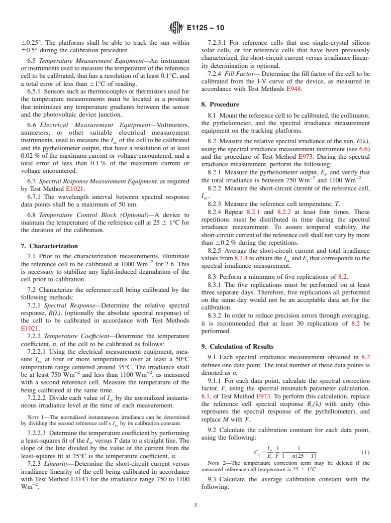 ASTM E1125-10 - Standard Test Method for Calibration of Primary Non-Concentrator Terrestrial Photovoltaic Reference Cells Using a Tabular Spectrum