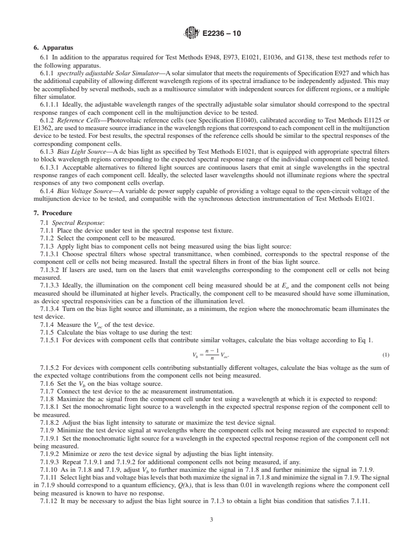 REDLINE ASTM E2236-10 - Standard Test Methods for Measurement of Electrical Performance and Spectral Response of Nonconcentrator Multijunction Photovoltaic Cells and Modules