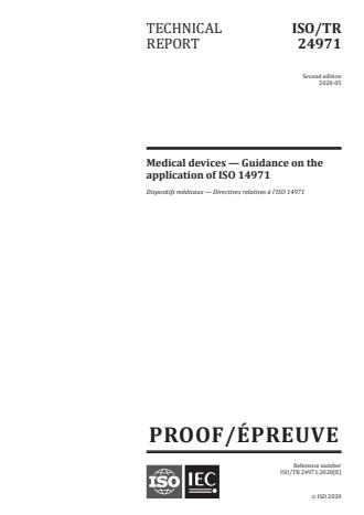 ISO/TR 24971:2020 - Medical devices -- Guidance on the application of ISO 14971