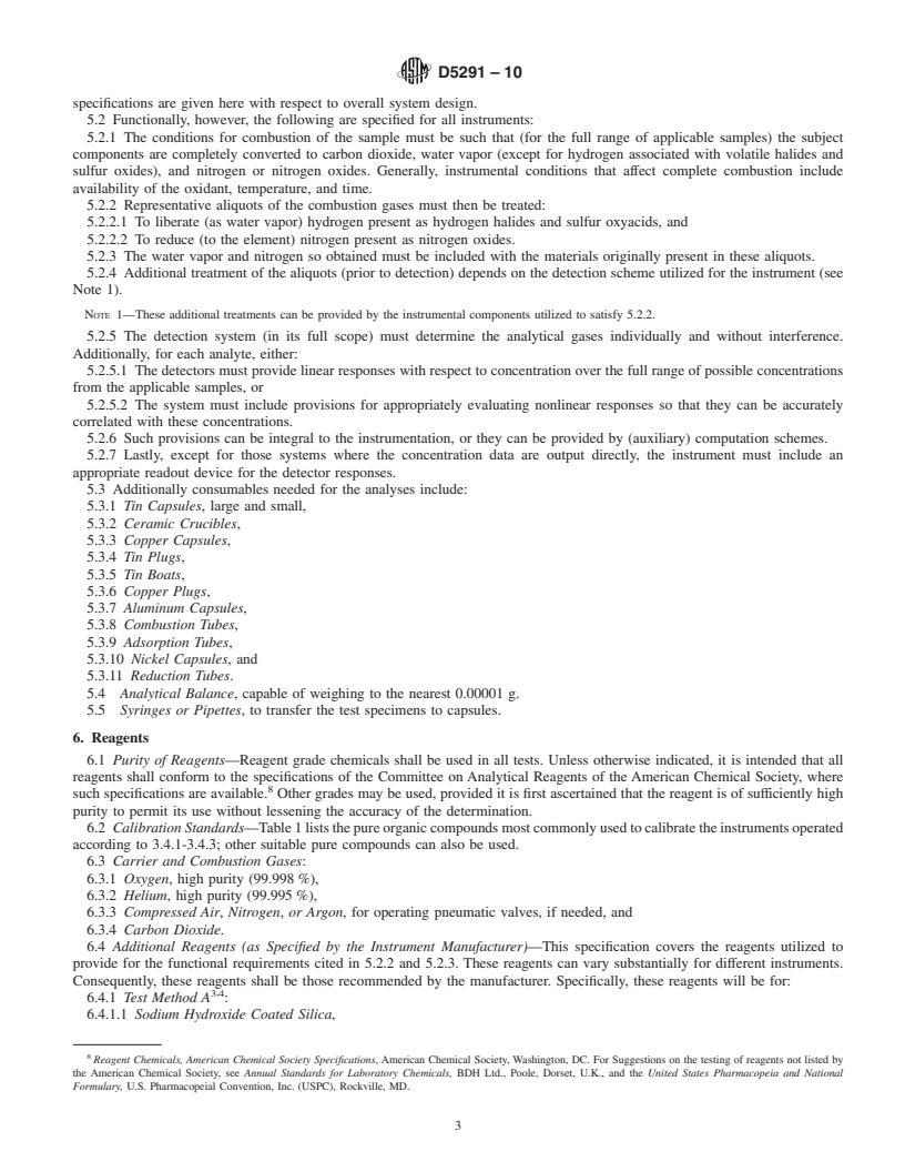 REDLINE ASTM D5291-10 - Standard Test Methods for Instrumental Determination of Carbon, Hydrogen, and Nitrogen in Petroleum Products and Lubricants