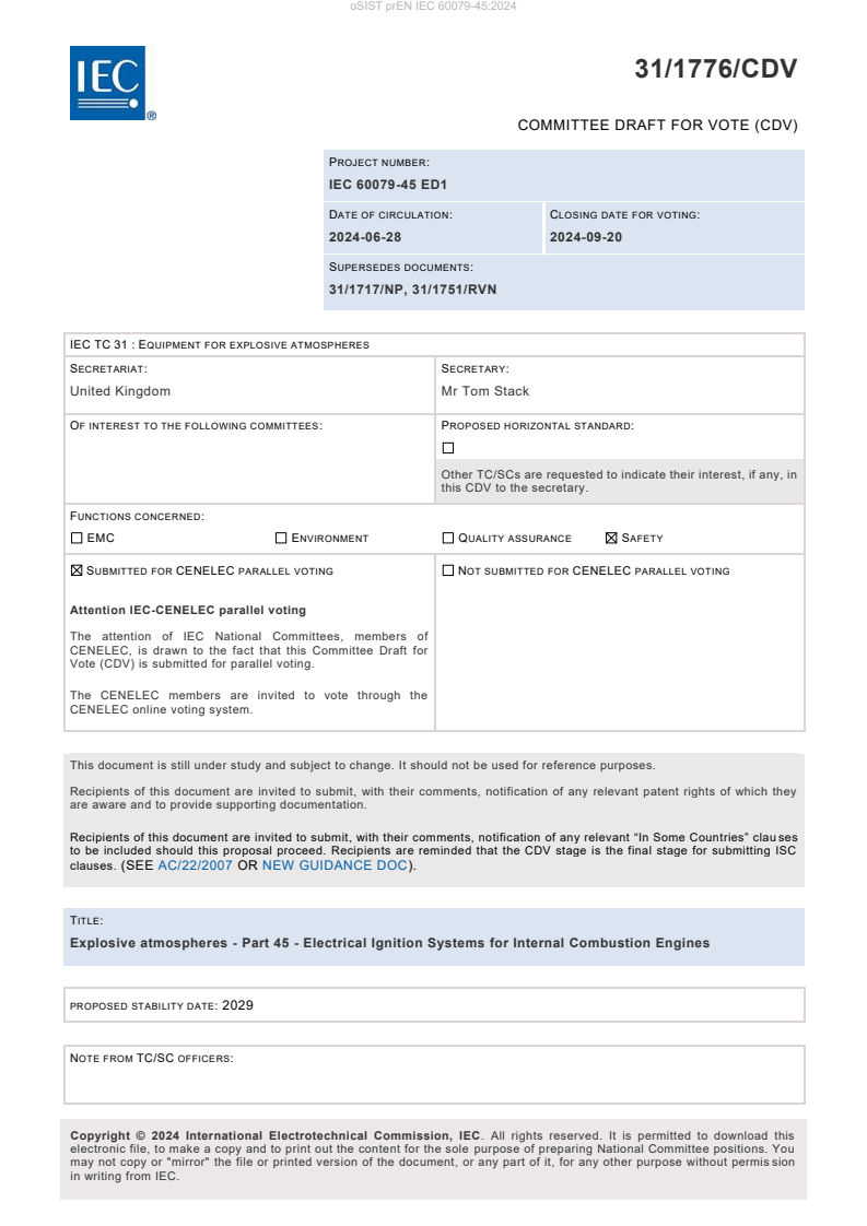 prEN IEC 60079-45:2024