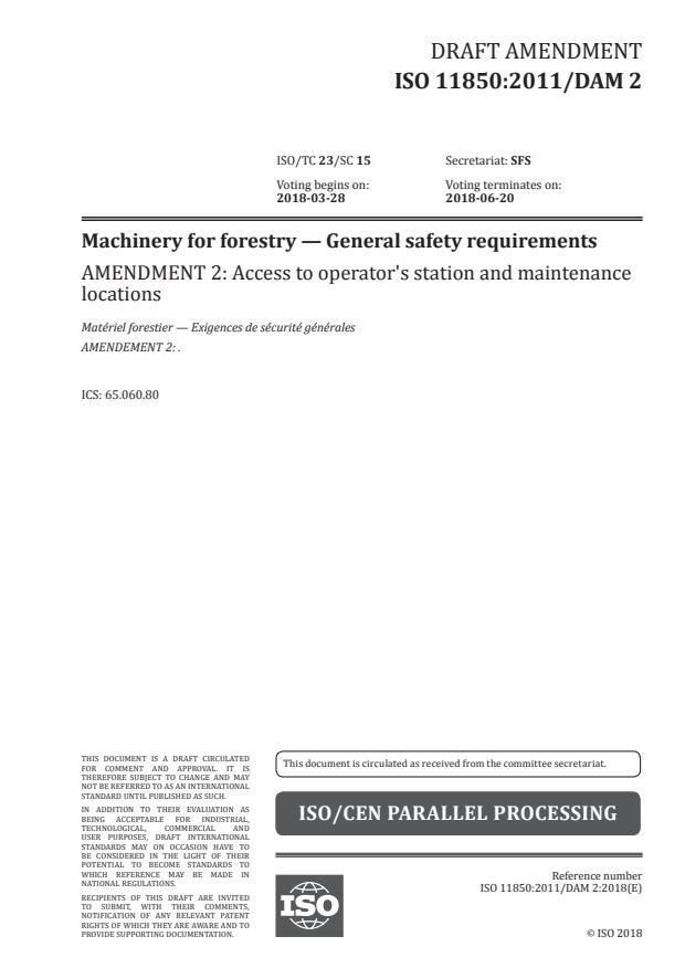 ISO 11850:2011/DAmd 2.2