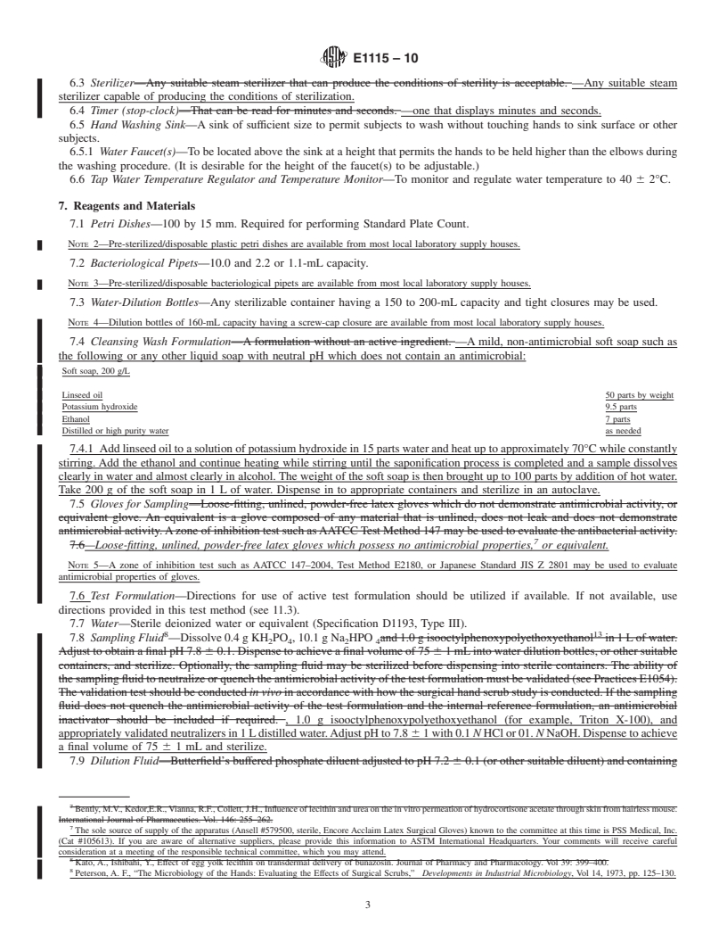 REDLINE ASTM E1115-10 - Standard Test Method for Evaluation of Surgical Hand Scrub Formulations