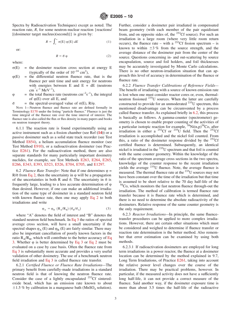 ASTM E2005-10 - Standard Guide for Benchmark Testing of Reactor Dosimetry in Standard and Reference Neutron Fields