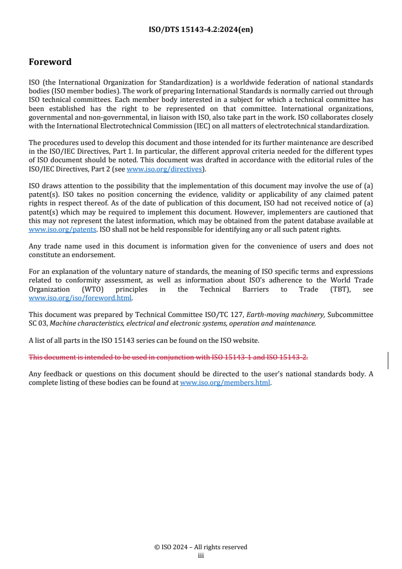 REDLINE ISO/TS 15143-4 - Earth-moving machinery and mobile road construction machinery — Worksite data exchange — Part 4: Worksite topographical data
Released:11/6/2024